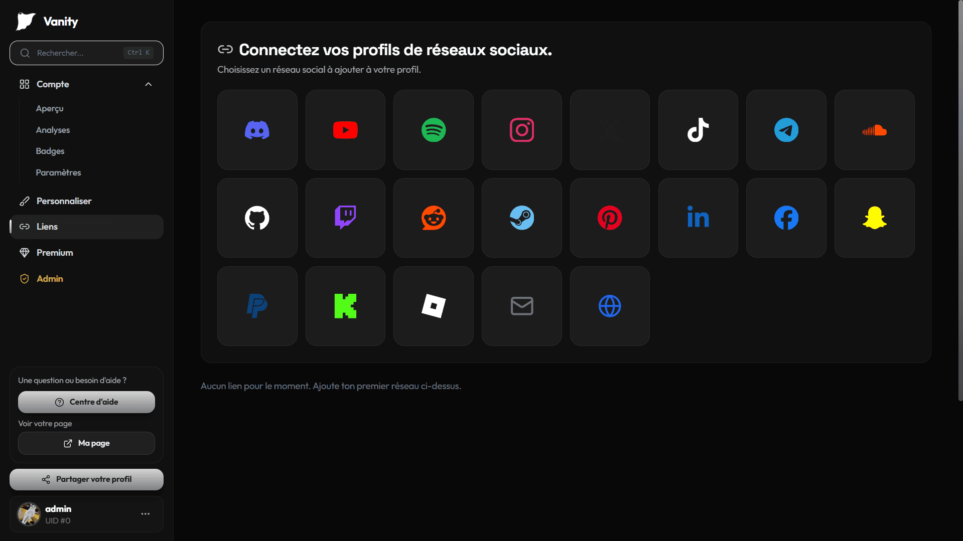 Gestion des liens sociaux Vanity